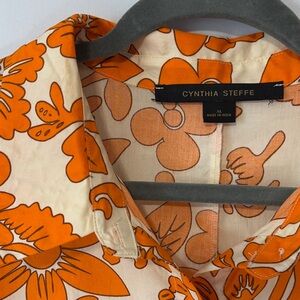 Cynthia Steffe Orange and Cream Floral Top